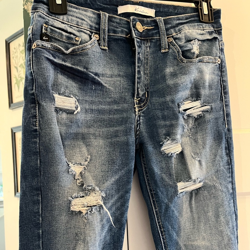 Kancan Distressed Dark Blue Skinny Jeans